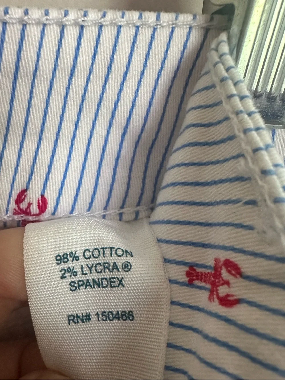 Market & Spruce Lobster Print Pinstripe Mini Skirt Size M Coastal Preppy
